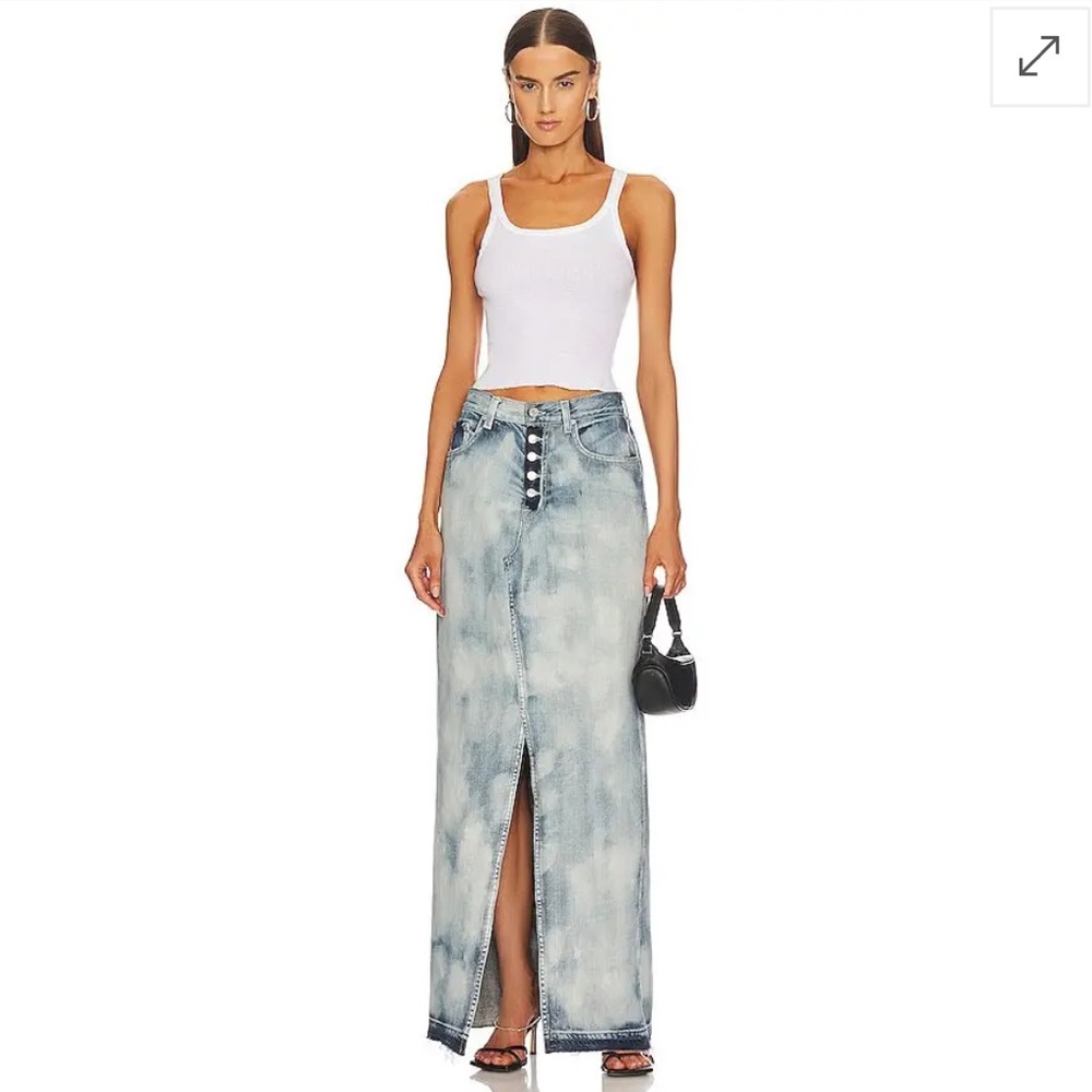 GRLFRND Bianca Reconstructed Split Hem Maxi Jean Skirt in Marble Hill - Picture 2 of 16